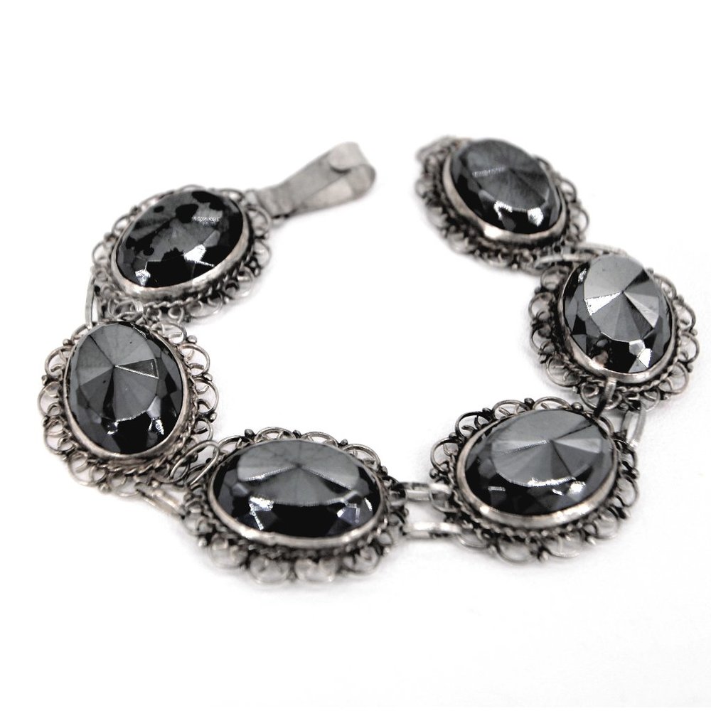 Sterling Silver Hematite Bracelet Stamped MEX 925
